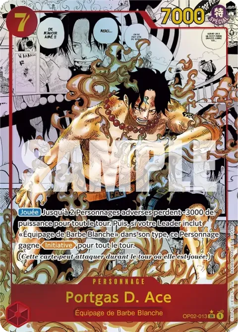 Carte One Piece Portgas D. Ace OP02-013 · parallèle, extension Paramount War (sortie anglaise)