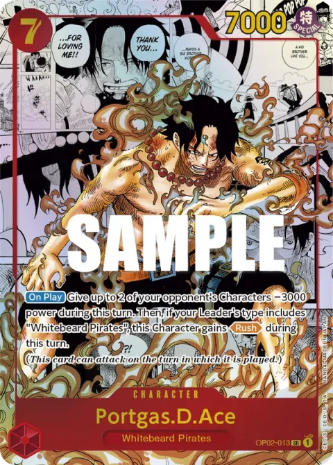 Carte One Piece Portgas.D.Ace OP02-013 · parallèle 2, extension Paramount War (sortie anglaise)