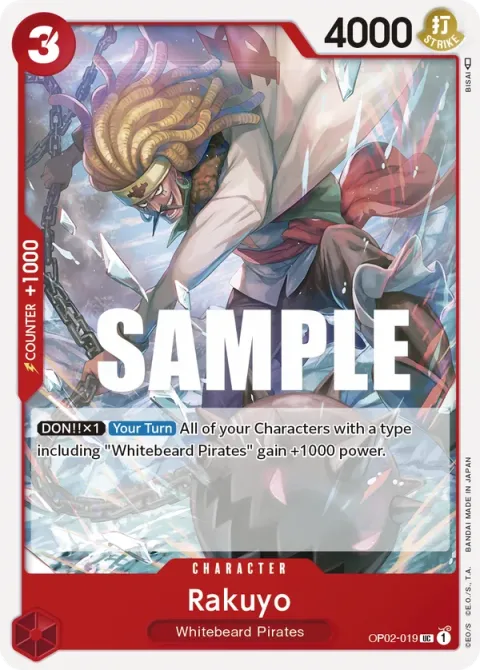Carte One Piece Rakuyo OP02-019, extension Paramount War (sortie anglaise)