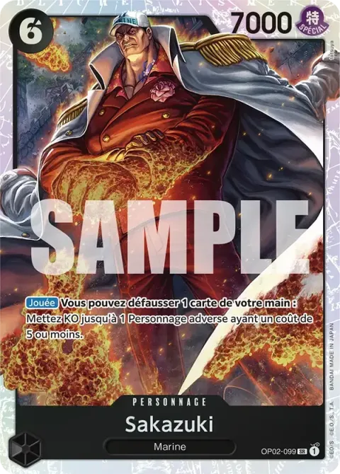 Carte One Piece Sakazuki OP02-099 · parallèle, extension Paramount War (sortie anglaise)
