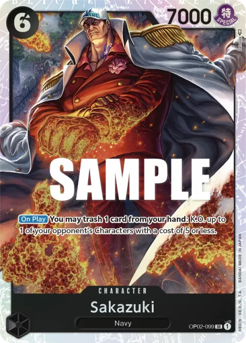 Carte One Piece Sakazuki OP02-099, extension Paramount War (sortie anglaise)
