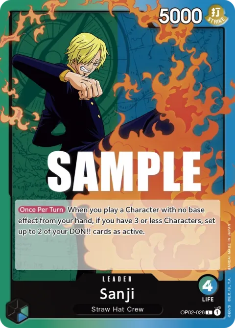 Carte One Piece Sanji OP02-026, extension Paramount War (sortie anglaise)