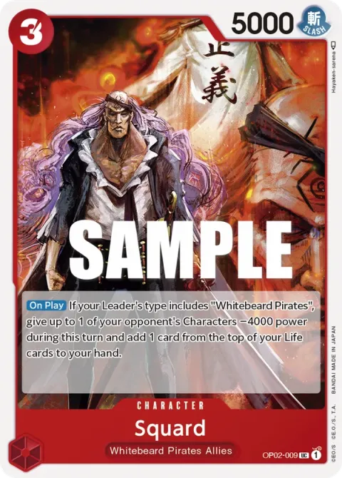 Carte One Piece Squard OP02-009, extension Paramount War (sortie anglaise)