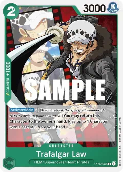 Carte One Piece Trafalgar Law OP02-035, extension Paramount War (sortie anglaise)
