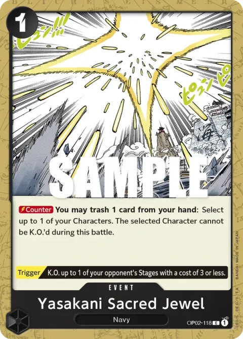 Carte One Piece Yasakani Sacred Jewel OP02-118, extension Paramount War (sortie anglaise)