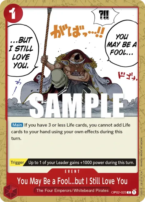 Carte One Piece You May Be a Fool…but I Still Love You OP02-023, extension Paramount War (sortie anglaise)