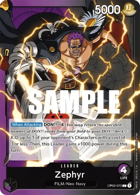 Carte One Piece Zephyr OP02-072, extension Paramount War (sortie anglaise)