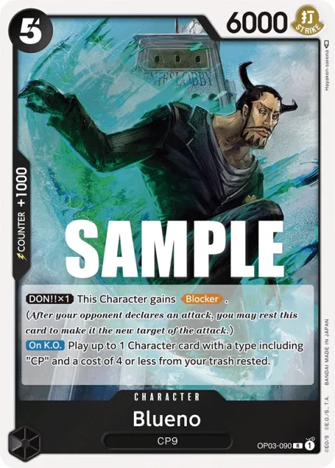 Carte One Piece Blueno OP03-090, extension Pillars of Strength (sortie anglaise)