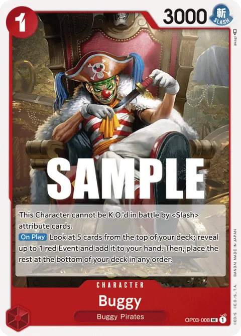 Carte One Piece Buggy OP03-008, extension Pillars of Strength (sortie anglaise)