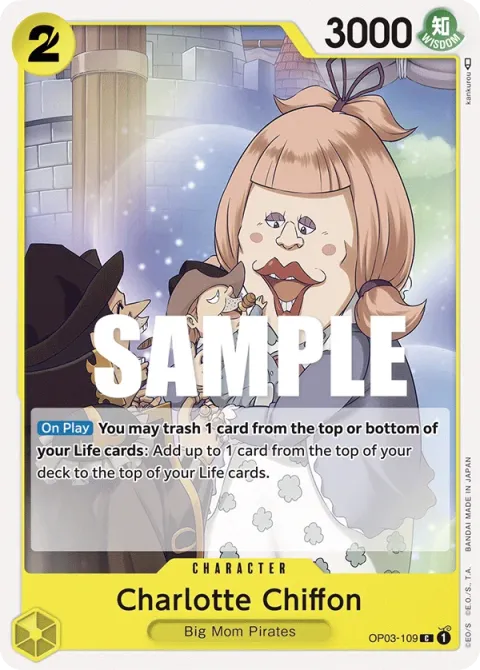 Carte One Piece Charlotte Chiffon OP03-109, extension Pillars of Strength (sortie anglaise)