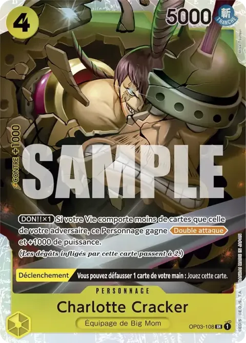 Carte One Piece Charlotte Cracker OP03-108 · parallèle, extension Pillars of Strength (sortie anglaise)
