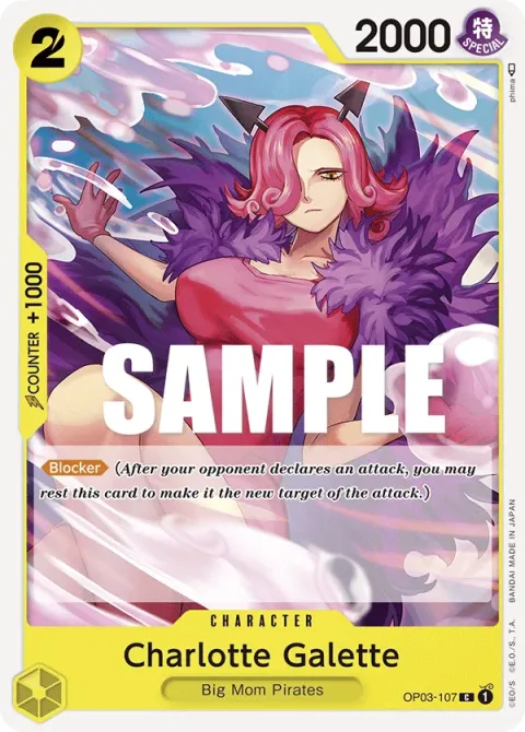 Carte One Piece Charlotte Galette OP03-107, extension Pillars of Strength (sortie anglaise)