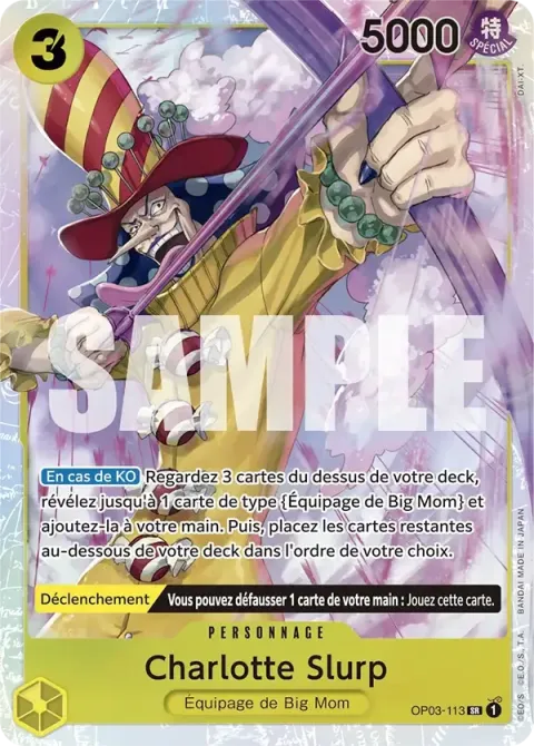 Carte One Piece Charlotte Slurp OP03-113 · parallèle, extension Pillars of Strength (sortie anglaise)
