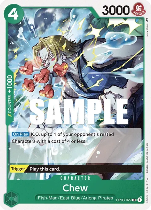 Carte One Piece Chew OP03-029, extension Pillars of Strength (sortie anglaise)