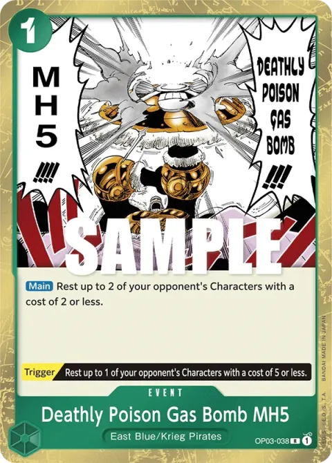 Carte One Piece Deathly Poison Gas Bomb MH5 OP03-038, extension Pillars of Strength (sortie anglaise)
