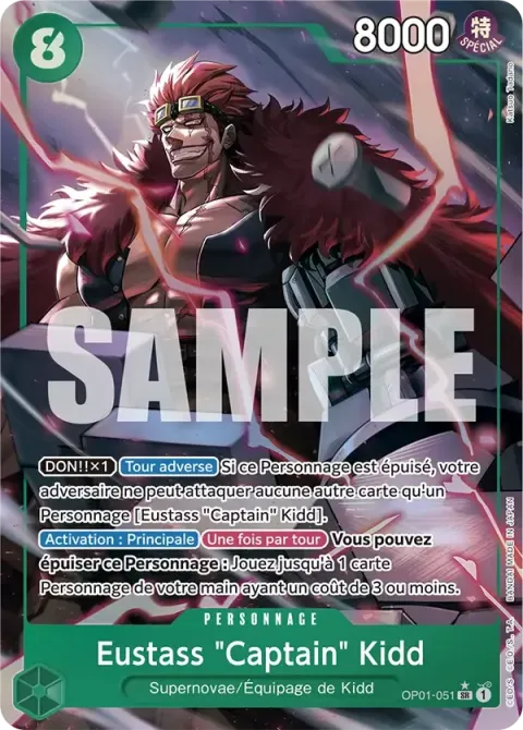 Carte One Piece Eustass « Captain » Kidd OP01-051 · parallèle 2, extension Pillars of Strength (sortie anglaise)