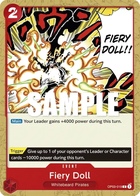 Carte One Piece Fiery Doll OP03-019, extension Pillars of Strength (sortie anglaise)