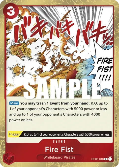 Carte One Piece Fire Fist OP03-018, extension Pillars of Strength (sortie anglaise)