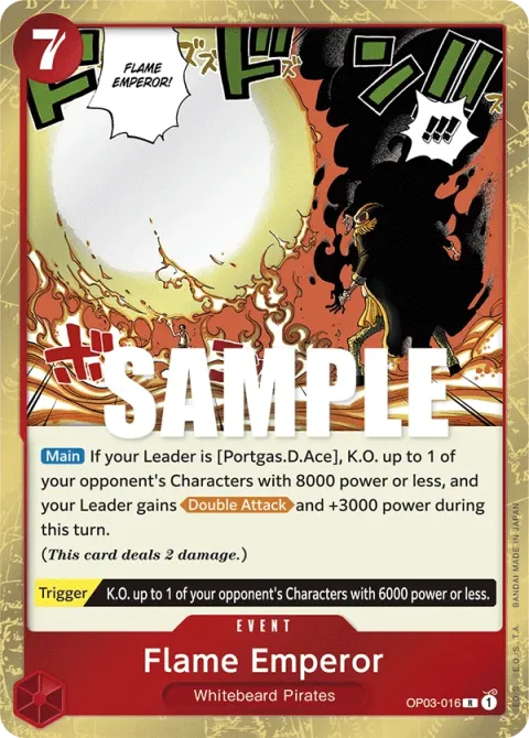 Carte One Piece Flame Emperor OP03-016, extension Pillars of Strength (sortie anglaise)