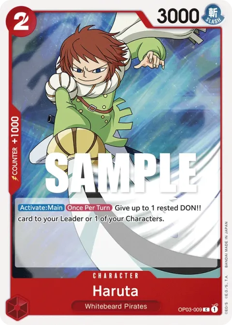 Carte One Piece Haruta OP03-009, extension Pillars of Strength (sortie anglaise)