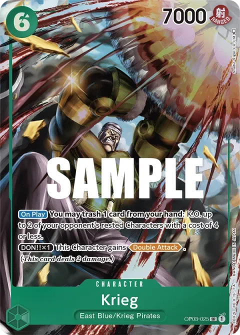 Carte One Piece Krieg OP03-025 · parallèle, extension Pillars of Strength (sortie anglaise)