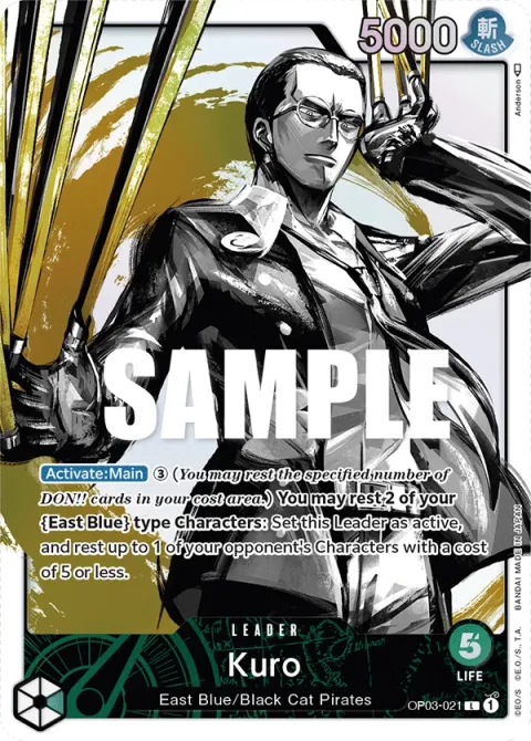 Carte One Piece Kuro OP03-021 · parallèle, extension Pillars of Strength (sortie anglaise)
