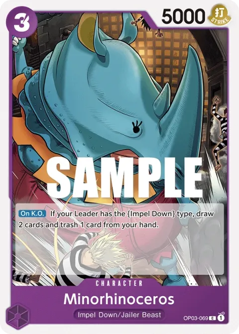Carte One Piece Minorhinoceros OP03-069, extension Pillars of Strength (sortie anglaise)