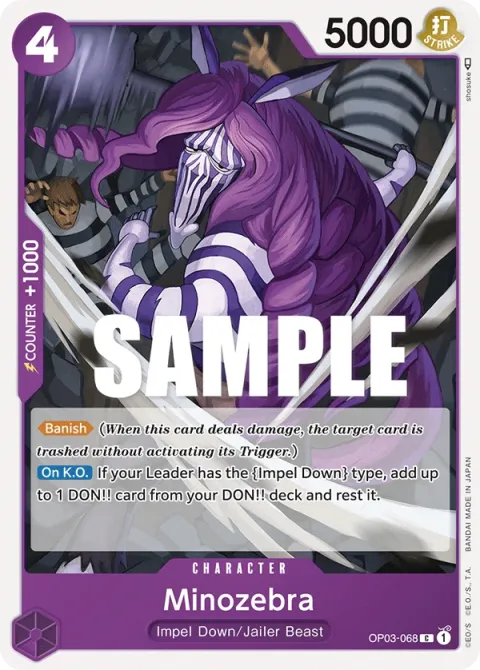 Carte One Piece Minozebra OP03-068, extension Pillars of Strength (sortie anglaise)