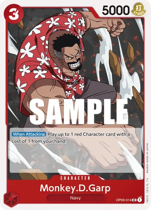 Carte One Piece Monkey.D.Garp OP03-014, extension Pillars of Strength (sortie anglaise)