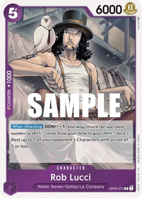 Carte One Piece Rob Lucci OP03-071, extension Pillars of Strength (sortie anglaise)