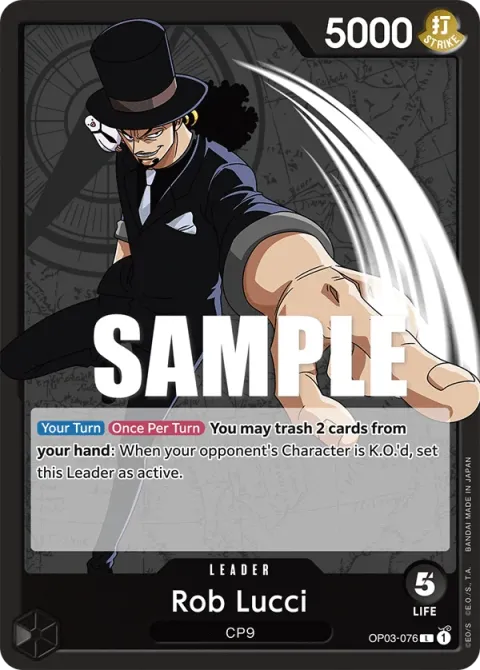Carte One Piece Rob Lucci OP03-076, extension Pillars of Strength (sortie anglaise)