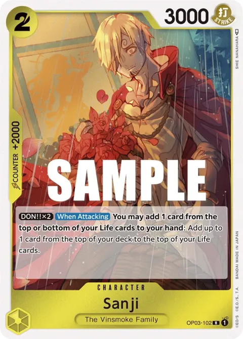Carte One Piece Sanji OP03-102, extension Pillars of Strength (sortie anglaise)