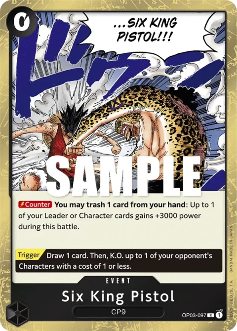 Carte One Piece Six King Pistol OP03-097, extension Pillars of Strength (sortie anglaise)