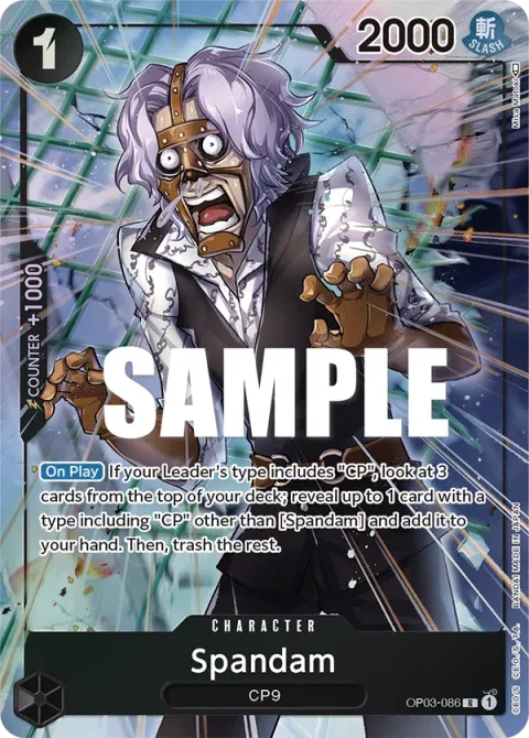 Carte One Piece Spandam OP03-086 · parallèle, extension Pillars of Strength (sortie anglaise)