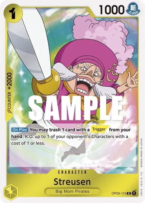 Carte One Piece Streusen OP03-115, extension Pillars of Strength (sortie anglaise)