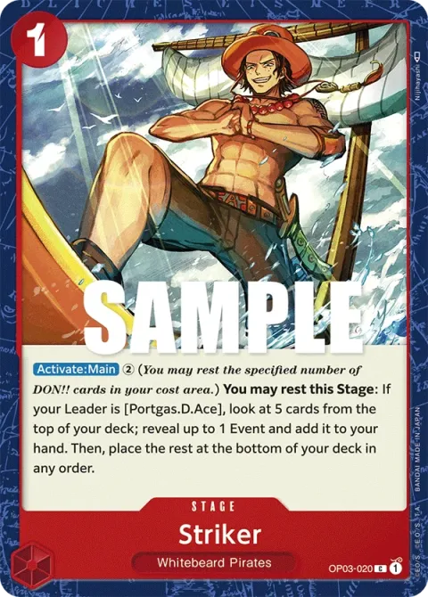 Carte One Piece Striker OP03-020, extension Pillars of Strength (sortie anglaise)