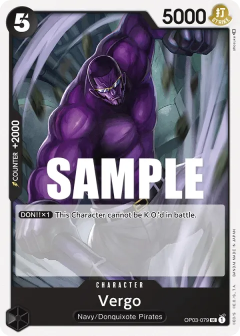 Carte One Piece Vergo OP03-079, extension Pillars of Strength (sortie anglaise)