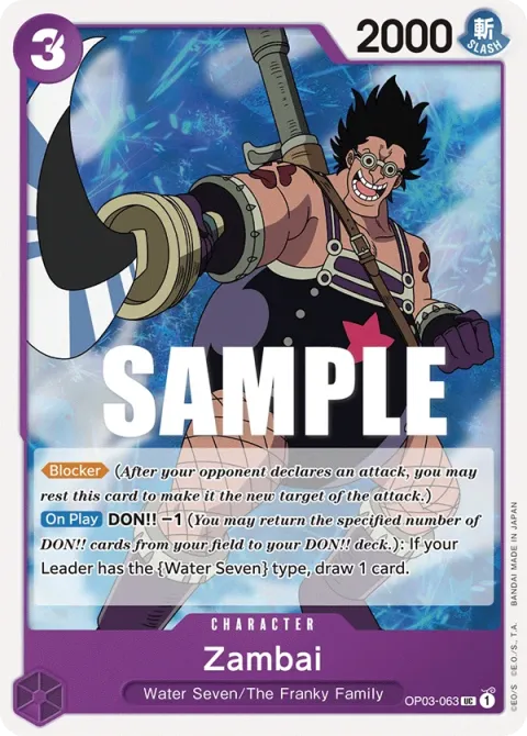 Carte One Piece Zambai OP03-063, extension Pillars of Strength (sortie anglaise)