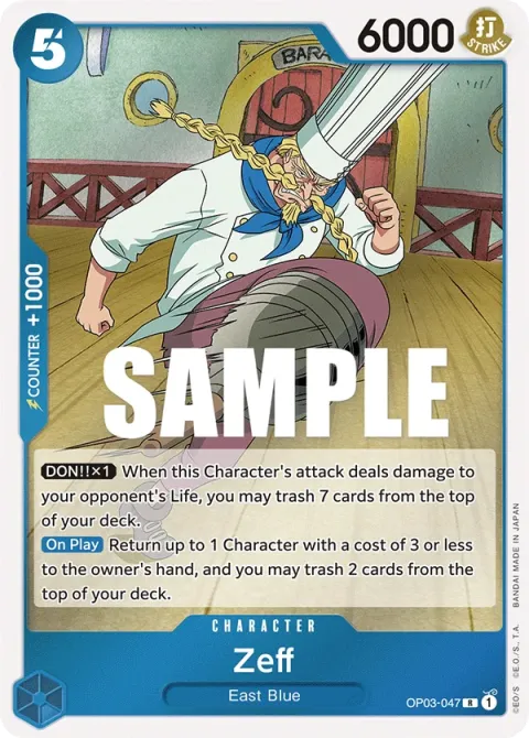 Carte One Piece Zeff OP03-047, extension Pillars of Strength (sortie anglaise)