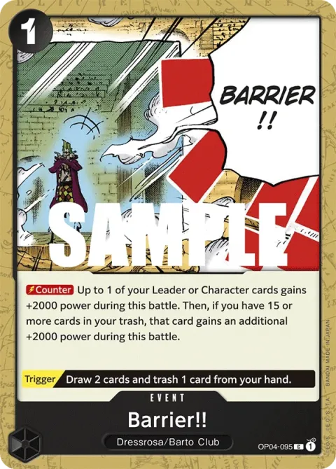 Carte One Piece Barrier!! OP04-095, extension Kingdoms of Intrigue (sortie anglaise)