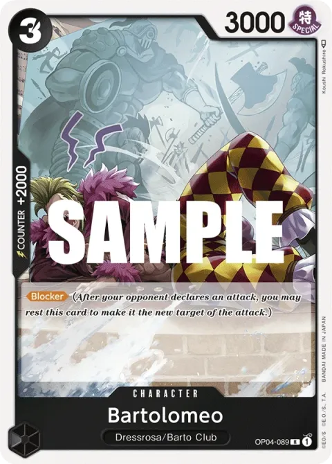 Carte One Piece Bartolomeo OP04-089, extension Kingdoms of Intrigue (sortie anglaise)