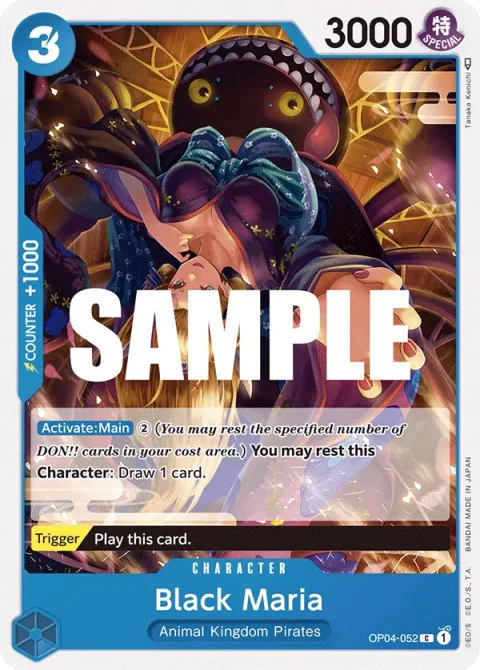 Carte One Piece Black Maria OP04-052, extension Kingdoms of Intrigue (sortie anglaise)
