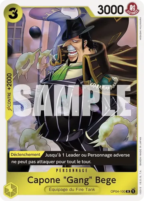 Carte One Piece Capone « Gang » Bege OP04-100 · parallèle, extension Kingdoms of Intrigue (sortie anglaise)