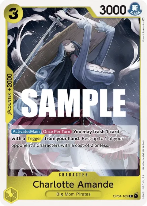 Carte One Piece Charlotte Amande OP04-105, extension Kingdoms of Intrigue (sortie anglaise)