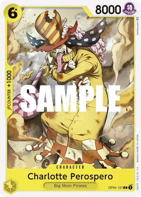Carte One Piece Charlotte Perospero OP04-107, extension Kingdoms of Intrigue (sortie anglaise)