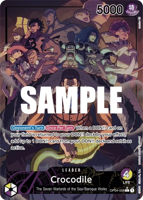Carte One Piece Crocodile OP04-058 · parallèle, extension Kingdoms of Intrigue (sortie anglaise)