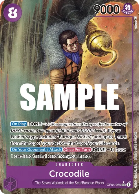 Carte One Piece Crocodile OP04-060 · parallèle, extension Kingdoms of Intrigue (sortie anglaise)