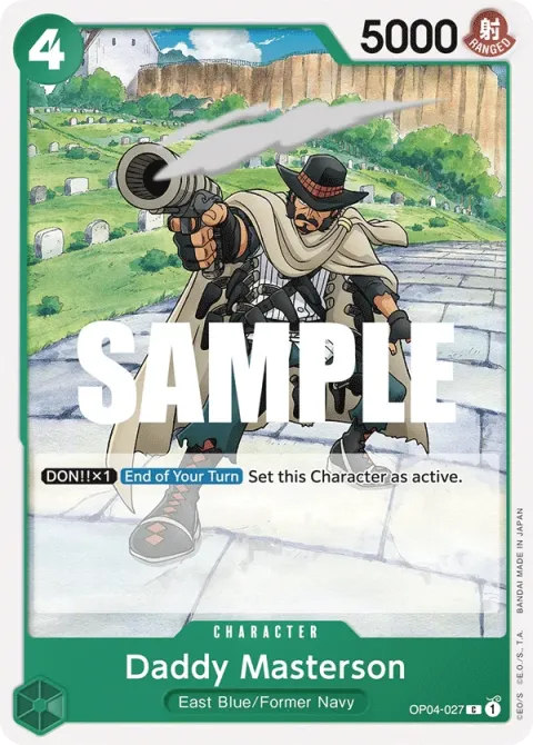 Carte One Piece Daddy Masterson OP04-027, extension Kingdoms of Intrigue (sortie anglaise)