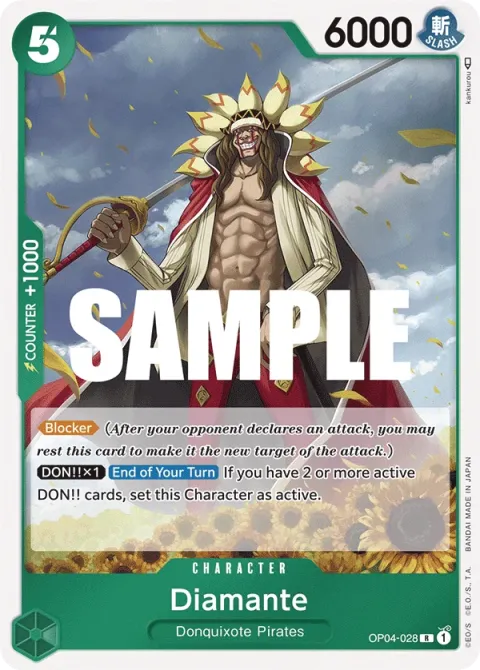 Carte One Piece Diamante OP04-028, extension Kingdoms of Intrigue (sortie anglaise)