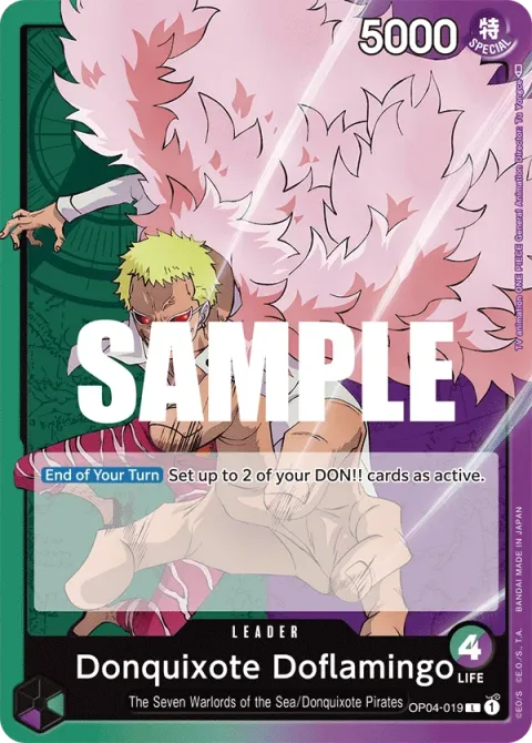 Carte One Piece Donquixote Doflamingo OP04-019, extension Kingdoms of Intrigue (sortie anglaise)